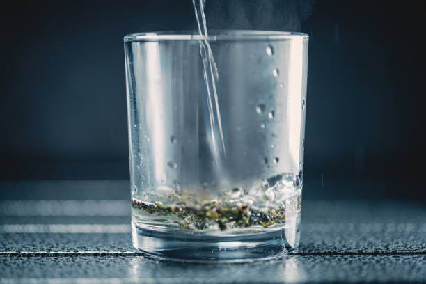 Make a cup of tea on the table Make a cup of tea on the table macrophotography glass cup of boiling water stock pictures, royalty-free photos & images