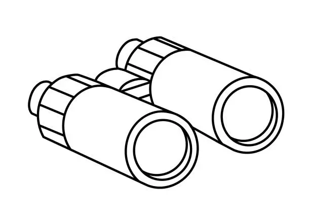 Vector illustration of Camping binoculars outline illustration