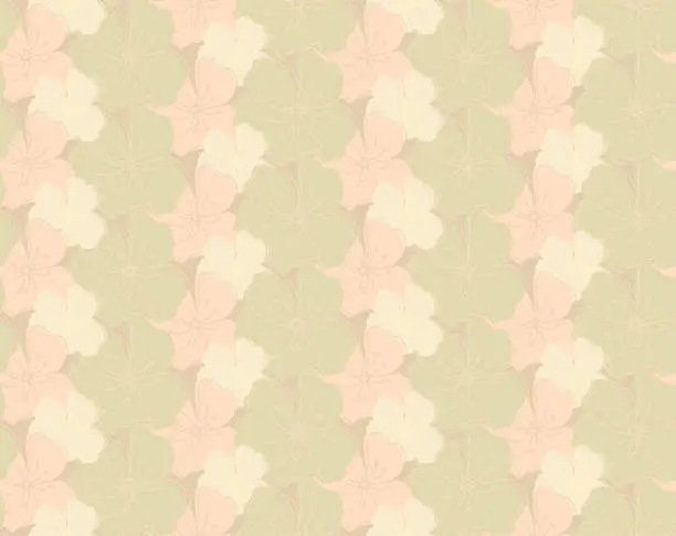 Vector illustration of Tan Floral Pattern Background