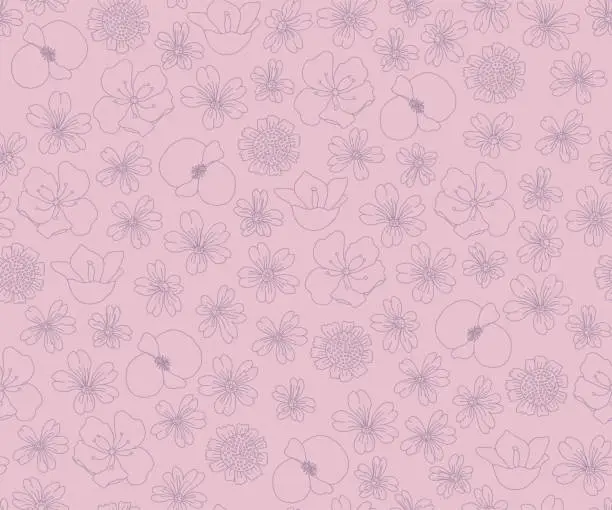 Vector illustration of Purple Floral Pattern Background