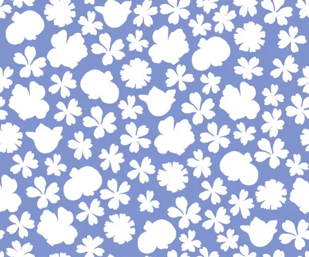 Vector illustration of Blue White Floral Pattern Background