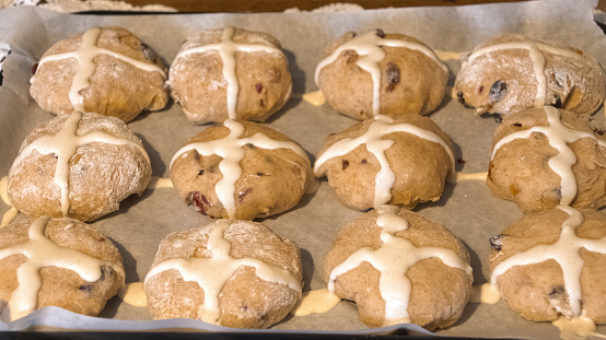 Home  baking  easter  hot  cross buns