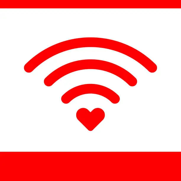 Vector illustration of Wireless icon with heart shape