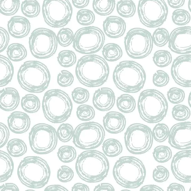 Vector illustration of Fashion abstract contemporary seamless pattern with dry brush crayon charcoal circles. Colored Graphic squiggle vector. Modern trendy Vector. Grunge, texture pattern for textile prints
