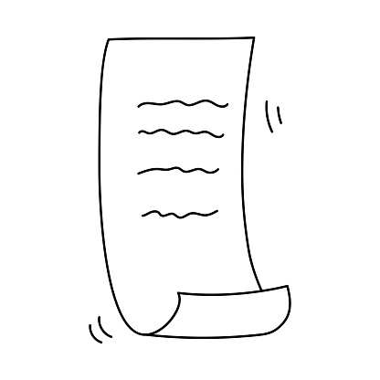 Doodle scrolled paper sheet. Vector illustration