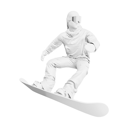 An image of a Jumping Snowboard isolated on a white background