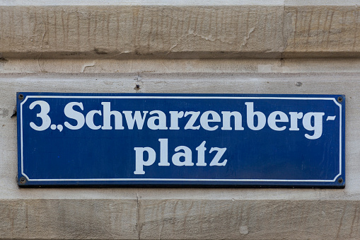 A sign with the name of the Schwarzenberg Square in Vienna