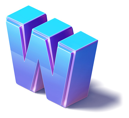 An image of a Letter W Isometric 3D on a white background