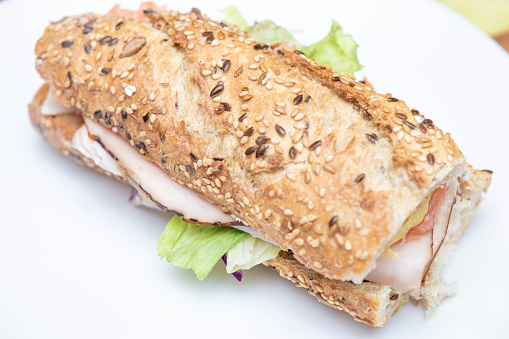 Seed bread turkey sandwich