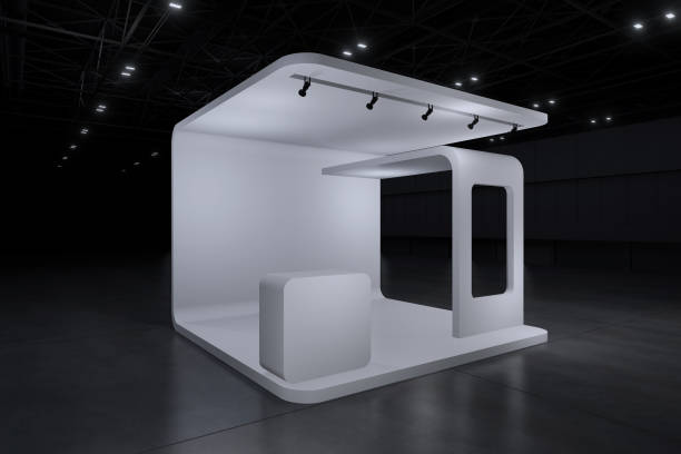 istock Exhibition stand for mockup and Corporate identity,Display design.Empty booth Design.Retail booth elements in Exhibition hall.booth Design trade show.Blank Booth system of Graphic Resources.3d Background for online Event,conference,live.3d render. 2120553327