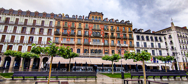 Image of some buildings from the main square of the city of Pamplona
