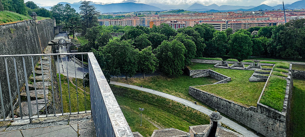 Panoramic image of the city of Pamplona from the walls of the city