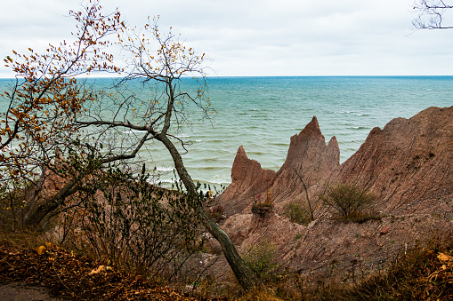 Chimney Bluffs State Park in New York State overlooking Lake Ontario