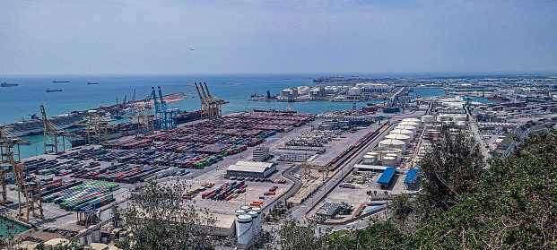 Amazing panoramic image of the Port of Barcelona from the top