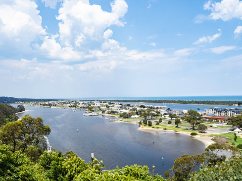 High angle view of Lakes Entrance , Victoria