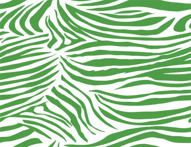 Vector illustration of Seamless green tiger and zebra stripes animal skin pattern.