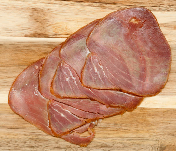 istock thin slices of Smoked tuna 2120721272