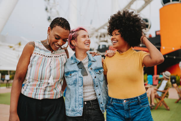 istock Three friends having fun urban tourist 2120763088