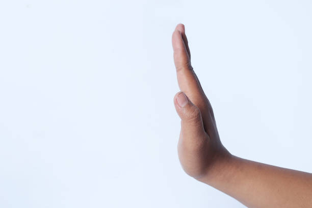 Beautiful man hand with open palm isolated on white background