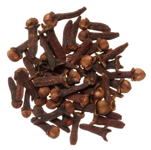 istock Dried clove spice on isolated background, top view 2120799183