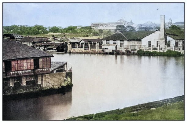 istock Antique black and white photograph: Sugar refinery, Tanduay, Luzon, Philippines 2120813266