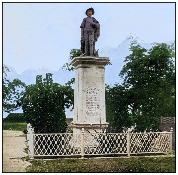istock Antique black and white photograph: Statue in the arsenal grounds, Cavite, Philippines 2120817571
