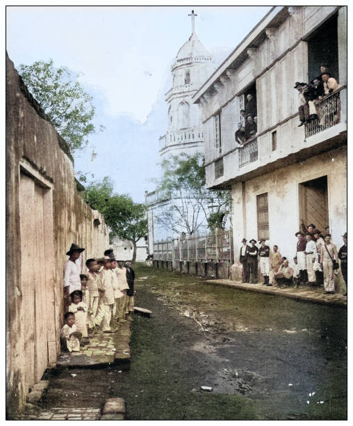 istock Antique black and white photograph: San Pedro, Cavite, Philippines 2120827631