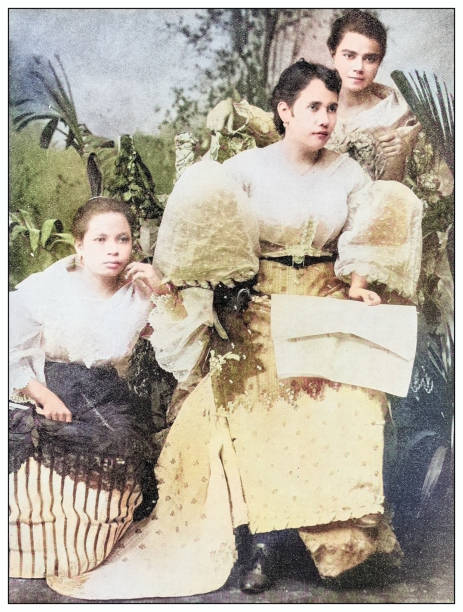 istock Antique black and white photograph: three women, Philippines 2120839097