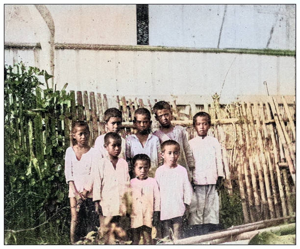 istock Antique black and white photograph: Filipino boys 2120845988