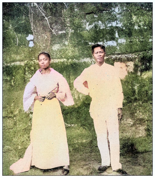 istock Antique black and white photograph: Tagalog couple, Philippines 2120847024