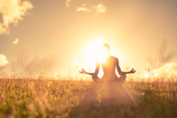 istock Meditation peace in the beautiful meadow. 2120851213