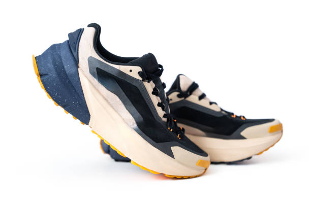 A pair of modern running sneakers isolated on white background