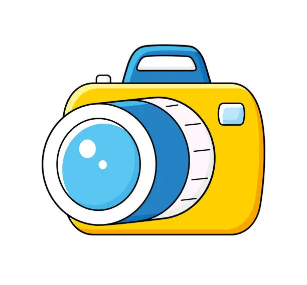 Vector illustration of Yellow blue photo camera