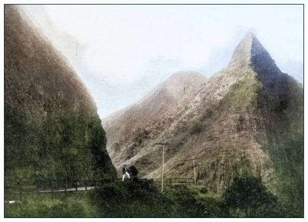 istock Antique black and white photograph: The Pali, Hawaii 2120883588