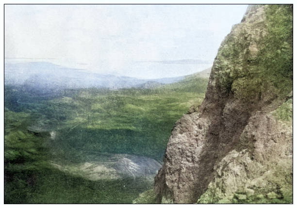 istock Antique black and white photograph: Cliff over which Kamehameha cast his enemies, Hawaii 2120884200