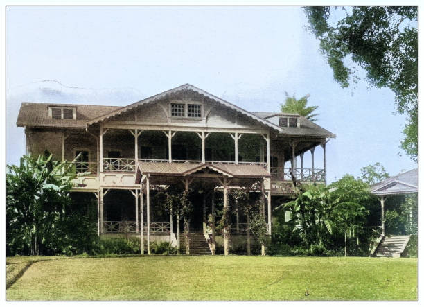 istock Antique black and white photograph: Honolulu hotel, Hawaii 2120891450