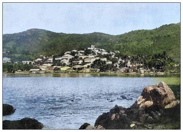 istock Antique black and white photograph: Government hill, Charlotte Amalia, St Thomas 2120892285