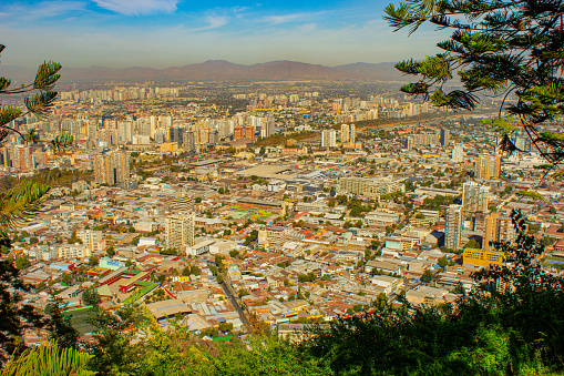 Aerial view on city Santiago de Chile