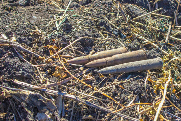 istock Combat ammunition found in the field with a metal detector 2120896089