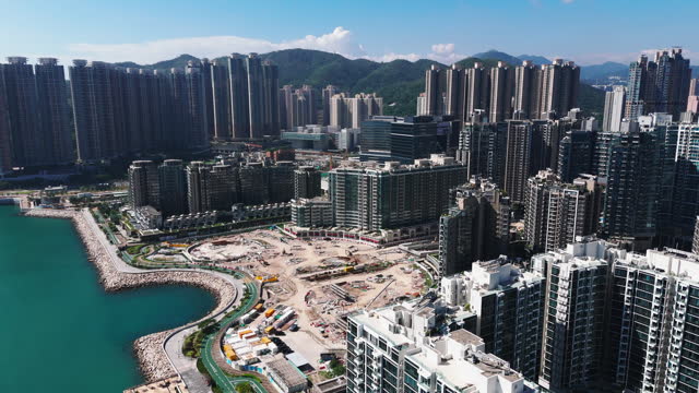 Private housing of Tseung Kwan O, Hong Kong from drone view