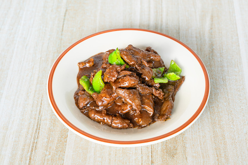 Table top of spicy Black Pepper Beef.