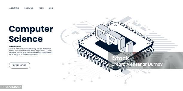 Style Computer Cpu Isometric Cpu Computer Processor In Outline Style Computer Technology ...