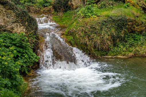 Fluvial course in Tobera waterfalls, Burgos