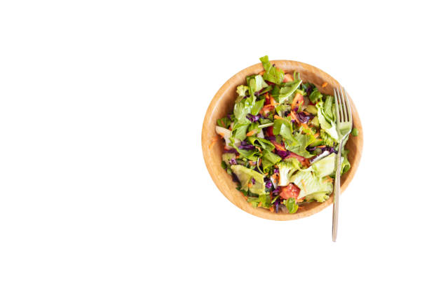Plate of Salad isolated on white
