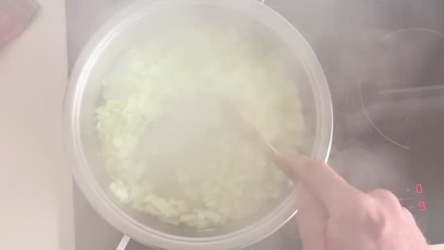 Roasting onions with smoke 4k stock video