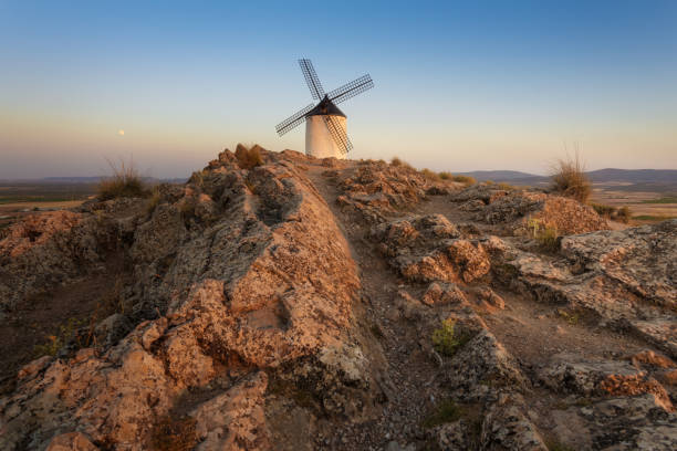 Sunset at the Consuegra mills, Toledo, Spain