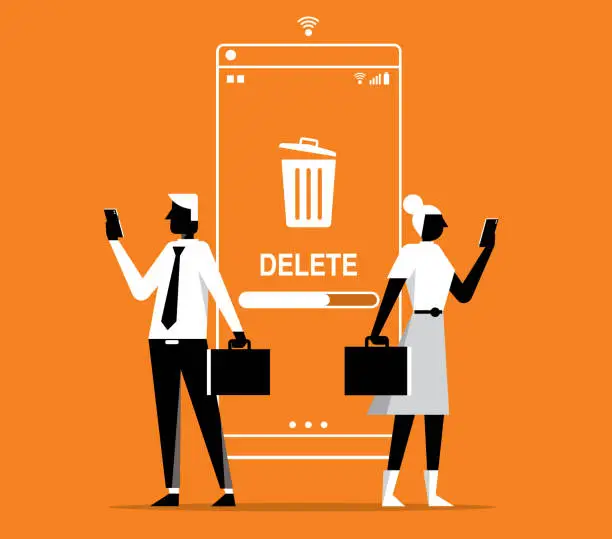 Vector illustration of People cleaning mobile phone