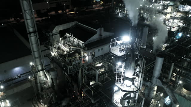 Oil refinery plant form industry zone, Aerial view oil and gas industrial