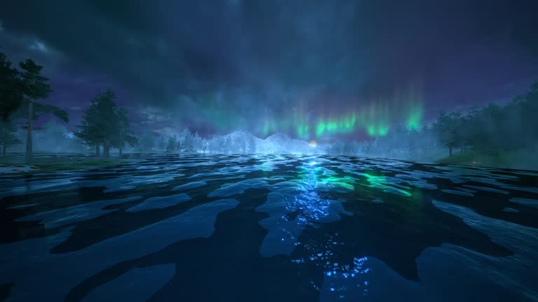 Northern Lights Reflection over Icy Waters