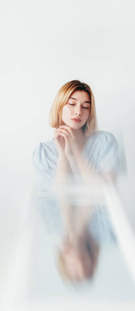 istock Dreamy mood inner peace woman mirror reflection 2121102066
